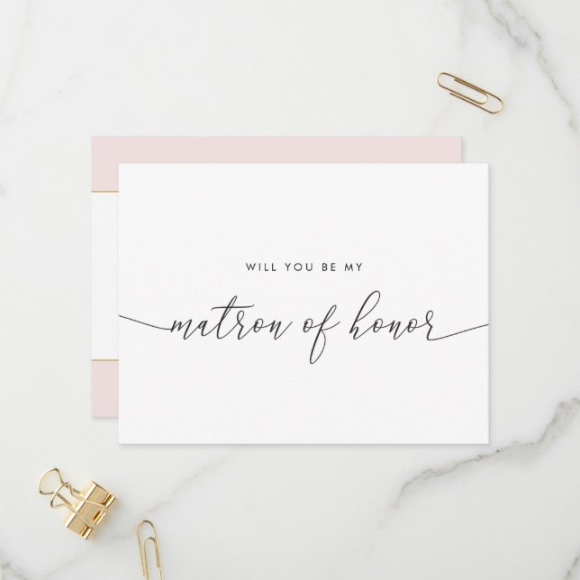 Elegant Gold Heart Will You Be My Matron of Honour Invitation Postcard (Front/Back In Situ)