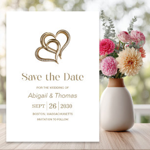 Elegant Gold Hearts and Diamonds Wedding Save The Date