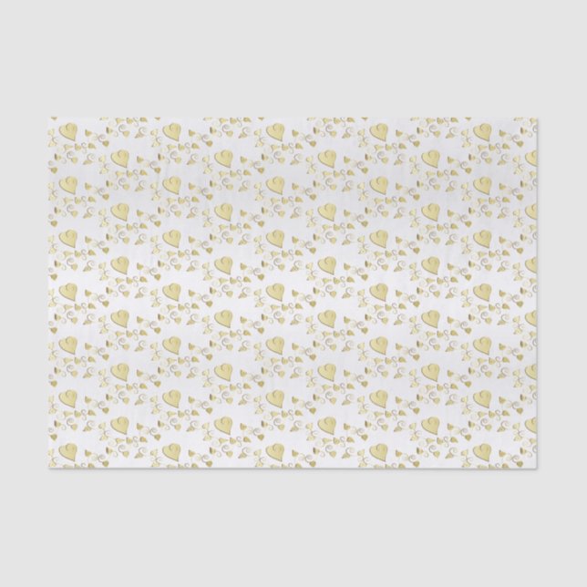 Elegant Gold Hearts Design Pattern Tissue Paper (Front)