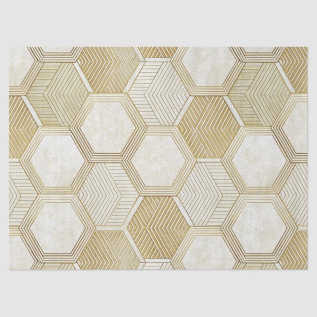 Elegant Gold Hexagon Geometric Pattern - Marble 2 Tissue Paper (Front)