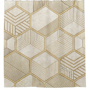 Elegant Gold Hexagon Geometric Pattern - Marble 3