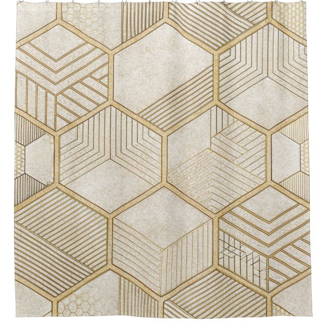 Elegant Gold Hexagon Geometric Pattern - Marble 3 (Front)