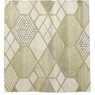 Elegant Gold Hexagon Geometric Pattern - Marble 4