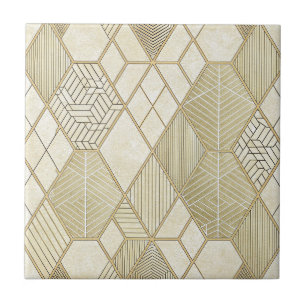 Elegant Gold Hexagon Geometric Pattern - Marble 4 Tile
