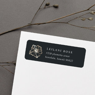 Elegant Gold Hibiscus Flower Return Address