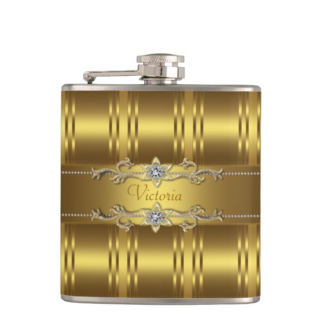 Elegant Gold Hip Flask (Front)