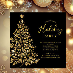 Elegant Gold Holiday Party Invitation