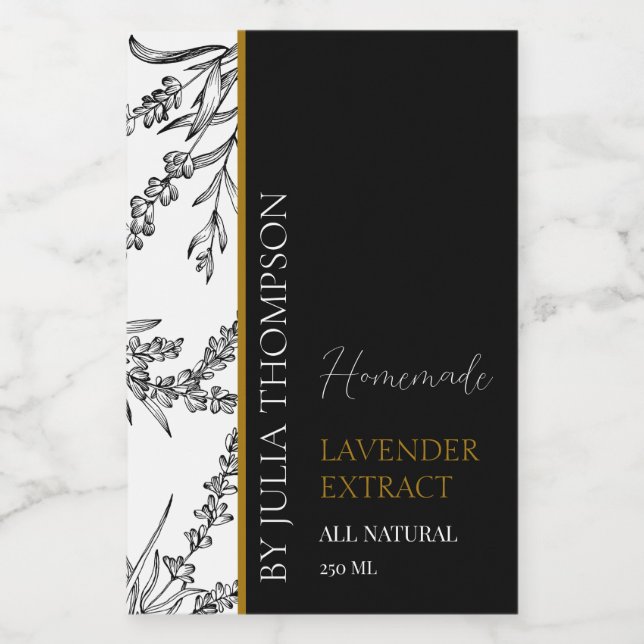 Elegant Gold Homemade Lavender Extract Label (Single Label)
