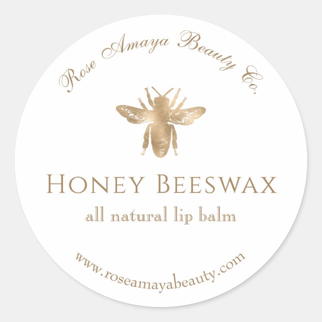 Elegant Gold Honey Beeswax Beauty Product Label (Front)