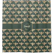 Elegant Gold HoneyBee Pattern on Dark Green