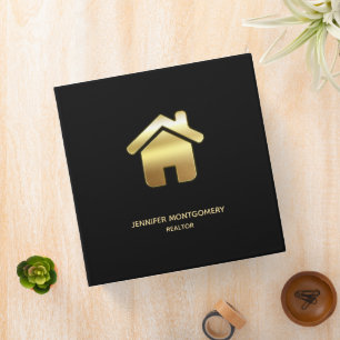 Elegant Gold House Symbol Real Estate Design Binder