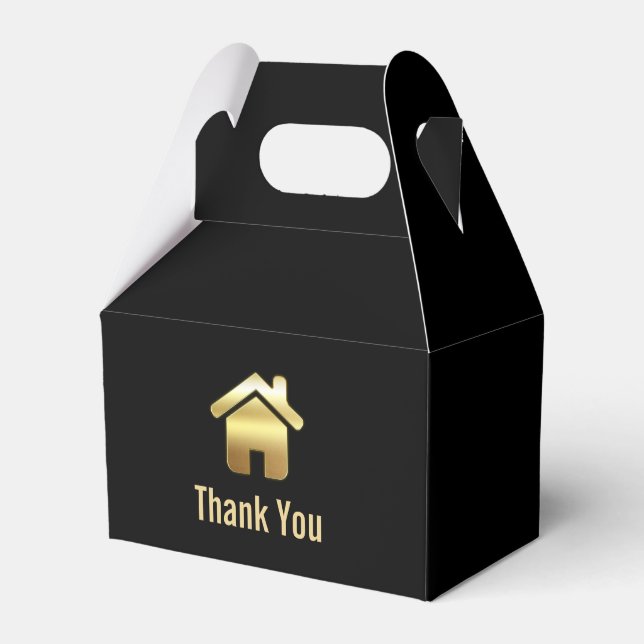 Elegant Gold House Symbol Real Estate Design Favor Box (Front Side)