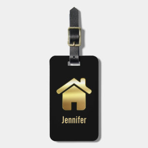 Elegant Gold House Symbol Real Estate Design Luggage Tag