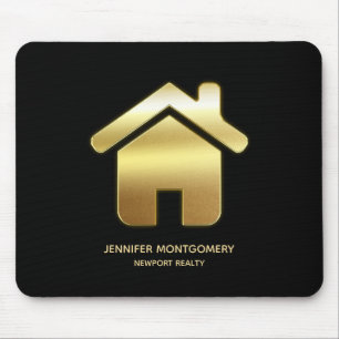 Elegant Gold House Symbol Real Estate Design Mouse Pad