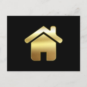 Elegant Gold House Symbol Real Estate Design Postcard