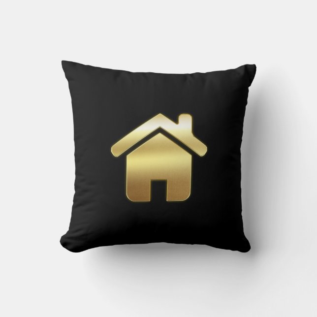 Elegant Gold House Symbol Real Estate Design Throw Pillow (Front)