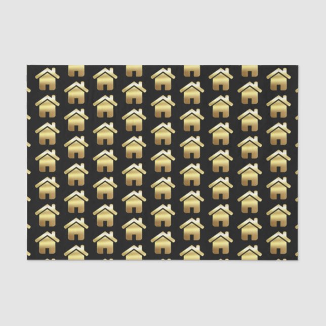 Elegant Gold House Symbol Real Estate Pattern Tissue Paper (Front)