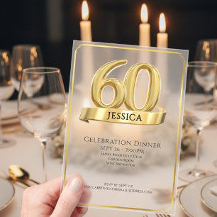 Elegant Gold Iconic Age Named 60th Birthday Acrylic Invitations