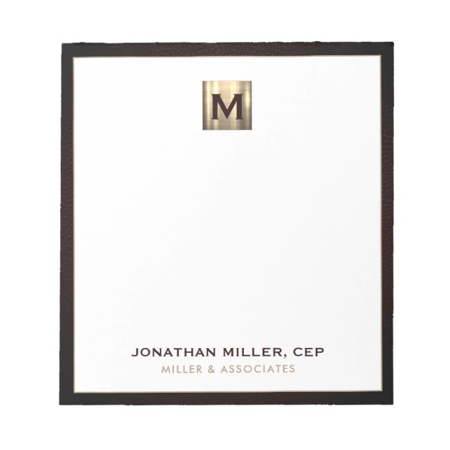 Elegant Gold Initial Logo Notepad (Front)