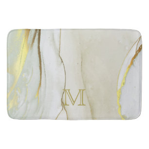 Elegant Gold Ink Abstract Pattern Monogram   Bath  Bath Mat