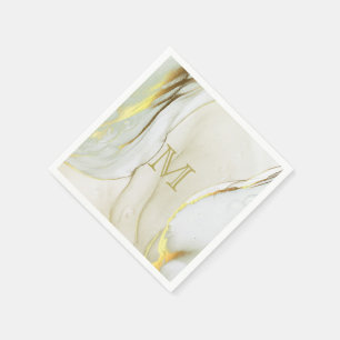 Elegant Gold Ink Abstract Pattern Monogram  Napkin