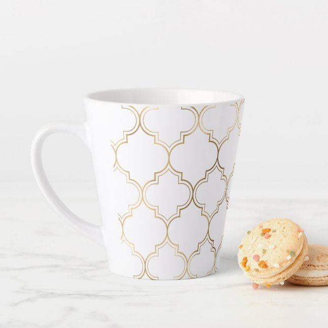 Elegant Gold Islamic Geometric Art Pattern  Latte Mug (In Situ)