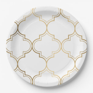 Elegant Gold Islamic Geometric Art Pattern  Paper Plate