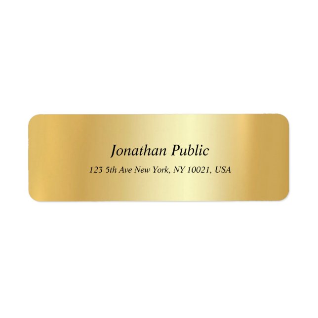 Elegant Gold Italic Text Minimalist Return Address (Front)