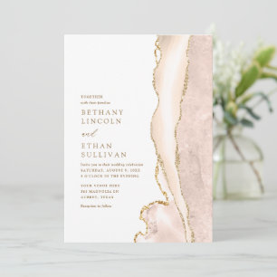 Elegant Gold Ivory Agate Wedding Invitation