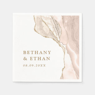 Elegant Gold Ivory Agate Wedding Napkin