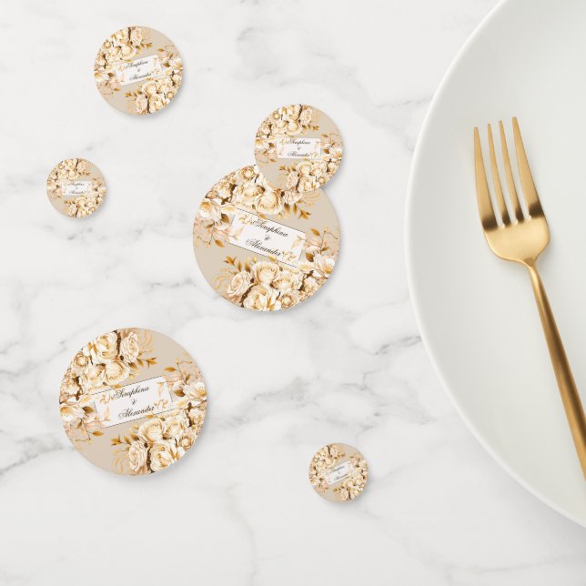 Elegant Gold & Ivory Floral Wedding Confetti (Group)