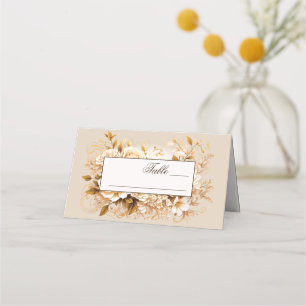 Elegant Gold & Ivory Floral Wedding Place Card
