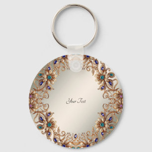 Elegant Gold Jewel Flowers Keychain