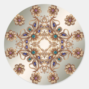Elegant Gold Jewel Flowers Sticker