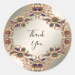 Elegant Gold Jewel Flowers Sticker
