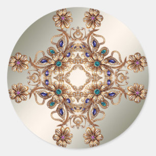 Elegant Gold Jewel Flowers Sticker