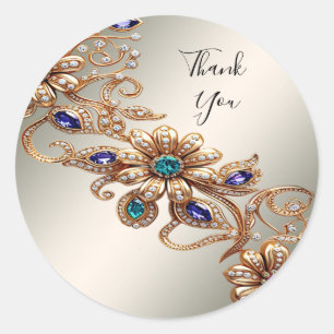 Elegant Gold Jewel Flowers Sticker