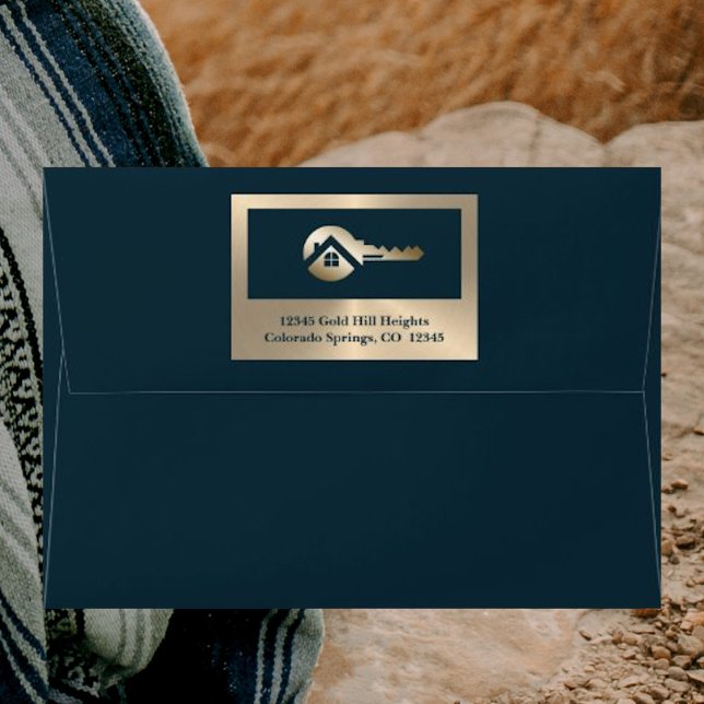 Elegant Gold Key Blue Spruce Realtor A7 Envelope (Creator Uploaded)