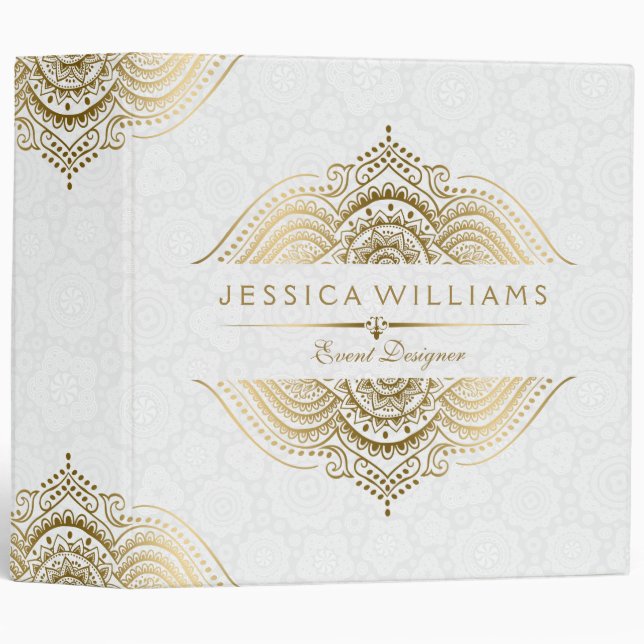 Elegant Gold Lace Circles & Swirls Binder (Front/Spine)