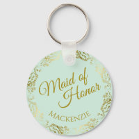 Elegant Gold Lace on Mint Maid of Honour Wedding
