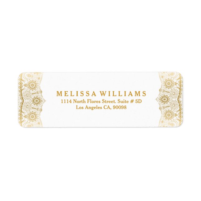 Elegant Gold Lace On White Background (Front)