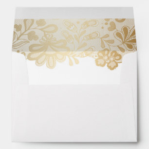 Elegant Gold Lace White Wedding Envelopes