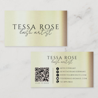 Elegant Gold Lash Artist QR Code Business Card