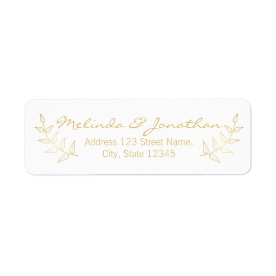 Elegant Gold Laurels Wedding Return Address Label