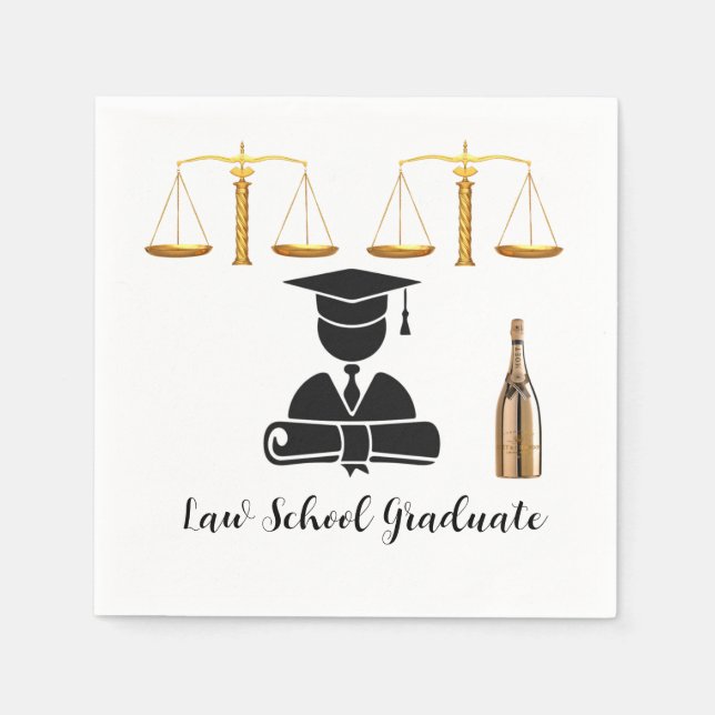 Elegant Gold Law School Graduate Paper  Napkin (Front)