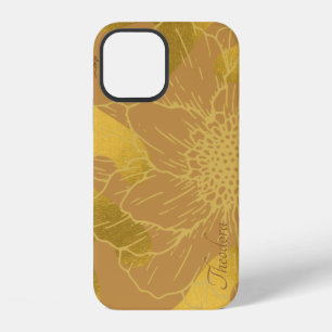 Elegant Gold Leaf and Flower Background iPhone 12 Case