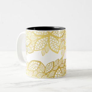 Elegant Gold Leaf Botanical Pattern Mug