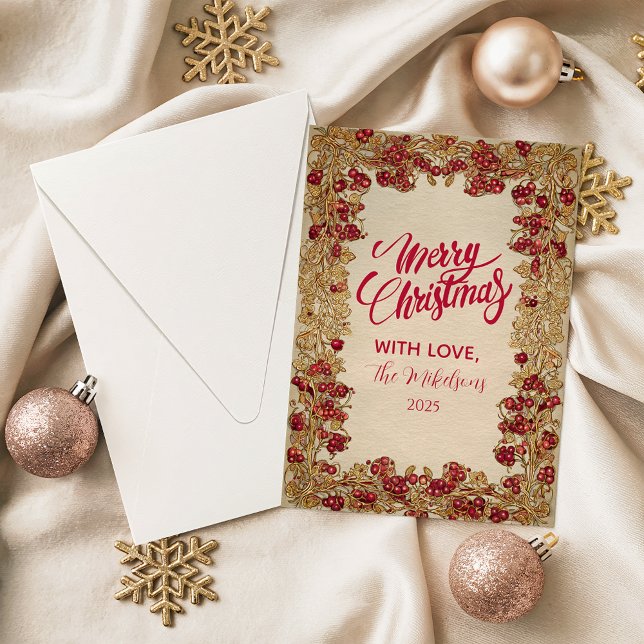 Elegant Gold Leaf Christmas Holiday Card (Creator Uploaded)