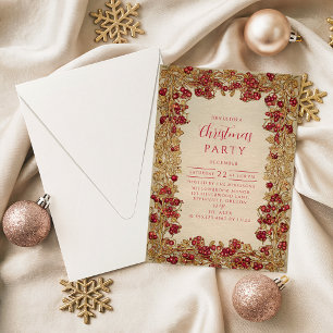 Elegant Gold Leaf Christmas Invitation