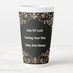 Elegant Gold Leaf Frame Decorated with Pearls Latte Mug